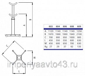 Стойка трансмиссионная гидравлическая г/п 500 кг OMA-Werther 604 OMA